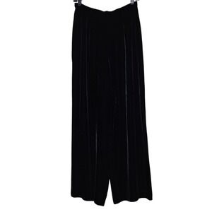 Kay Unger New York Velvet Wide Leg‎ Lined Dress Pants Womens 10 Black Rayon Silk